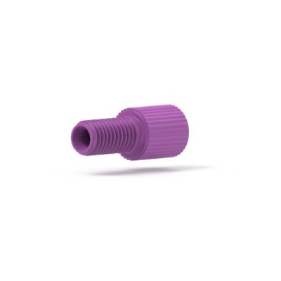 Upchurch Scientific Flangeless Nut for 1/8 inch OD Tubing, 1/4-28 Flat-Bottom, Delrin, Purple, 100/pk - P-338C - Click Image to Close